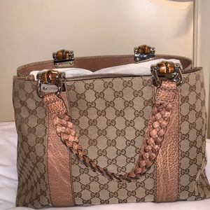 Gucci Monogram Medium Bamboo Bar Tote